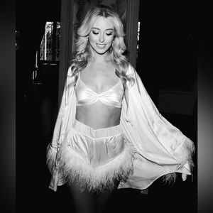 The Bar White Satin Chemise Set